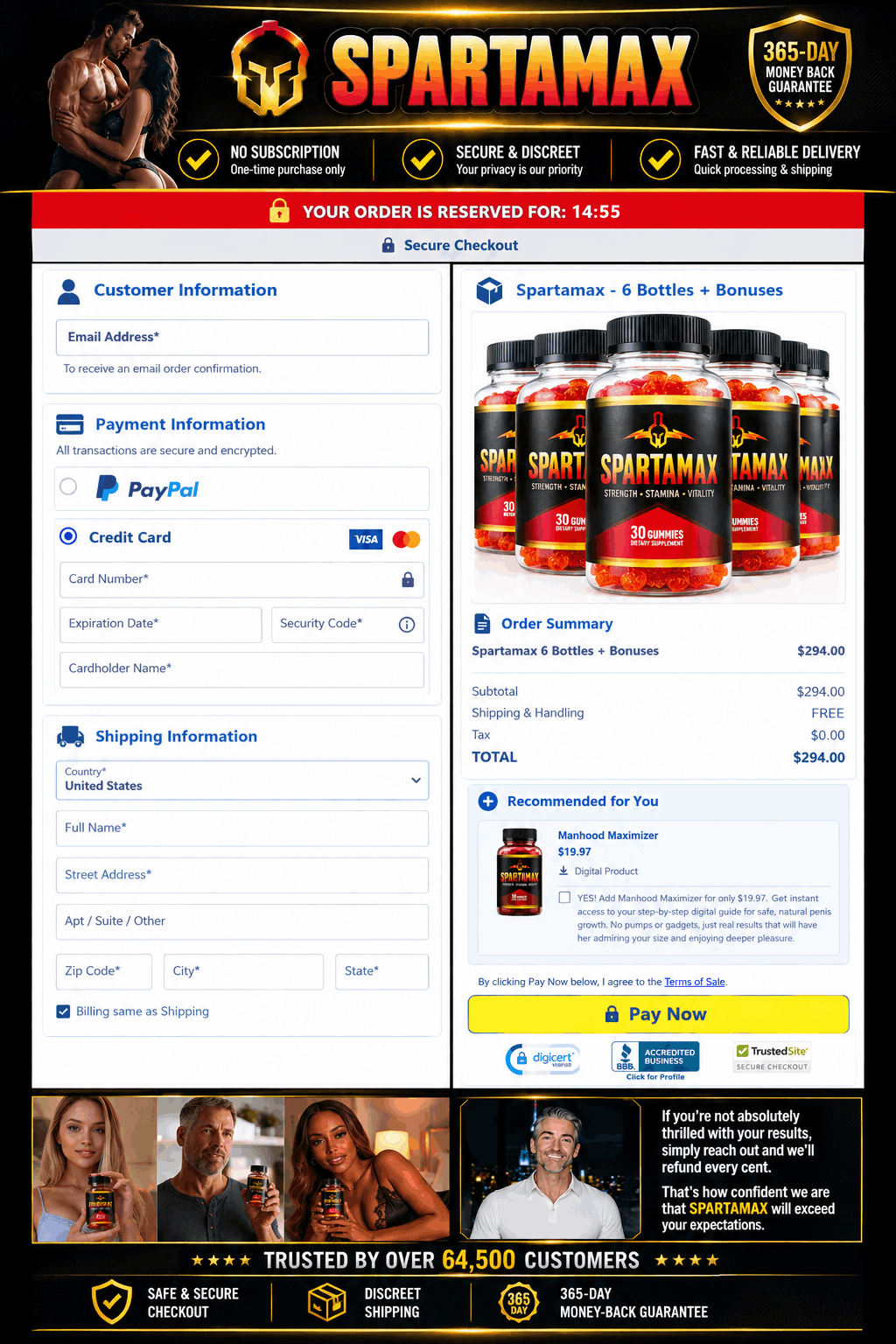 Spartamax check out page